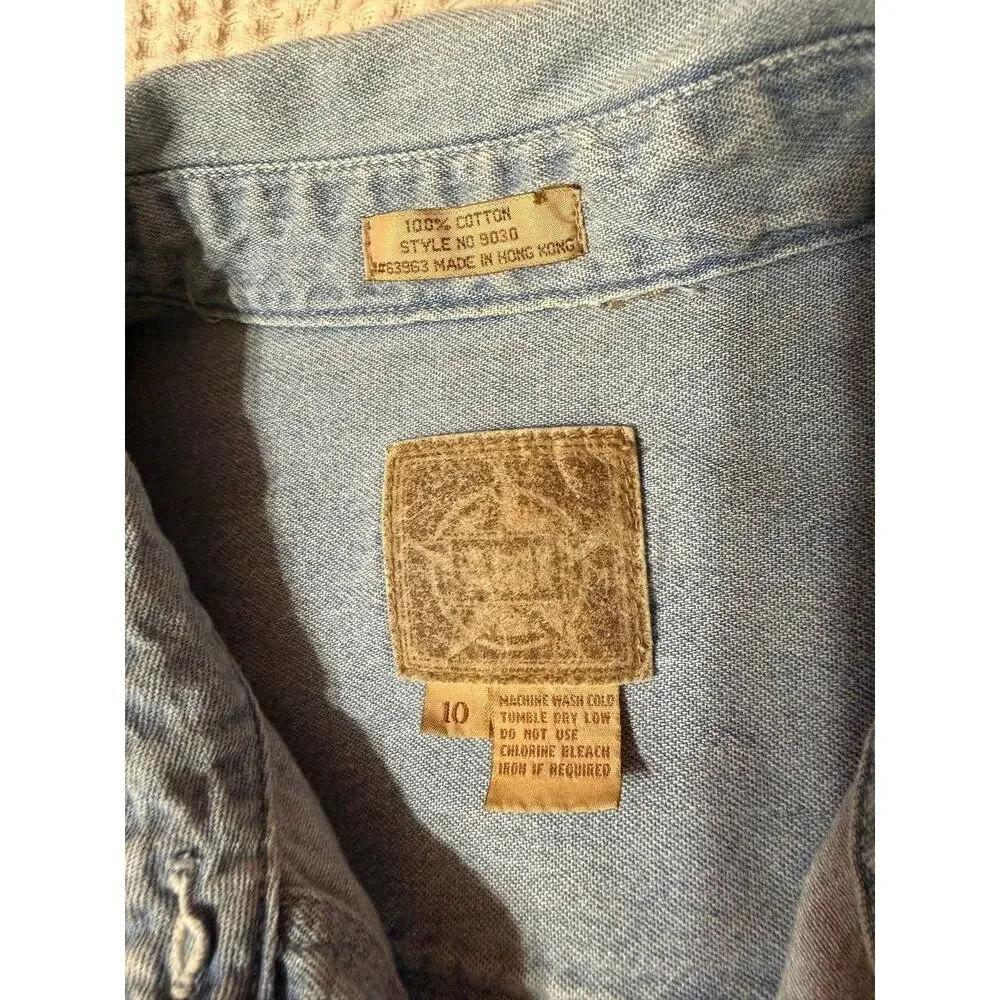 VTG AMI 90s Western Wear Med Wash Denim Short Sleeve Mini Dress Cotton Size 10 - Picture 2 of 15